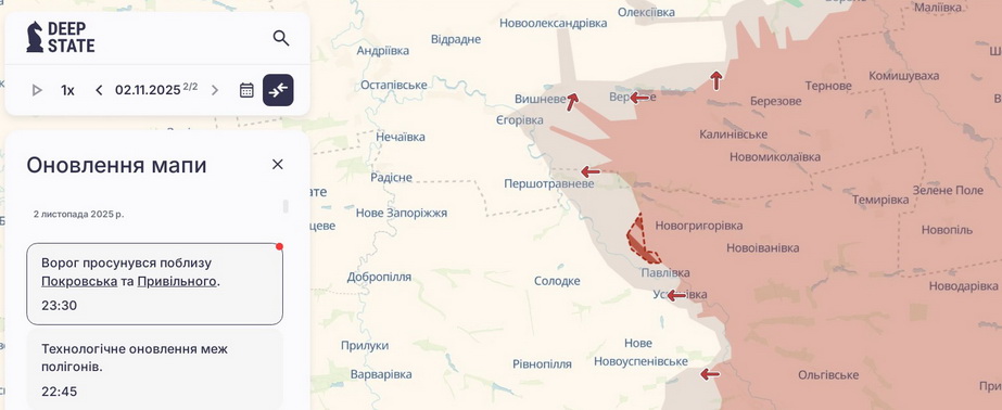 Просування біля Привільного. Скриншот: DeepState