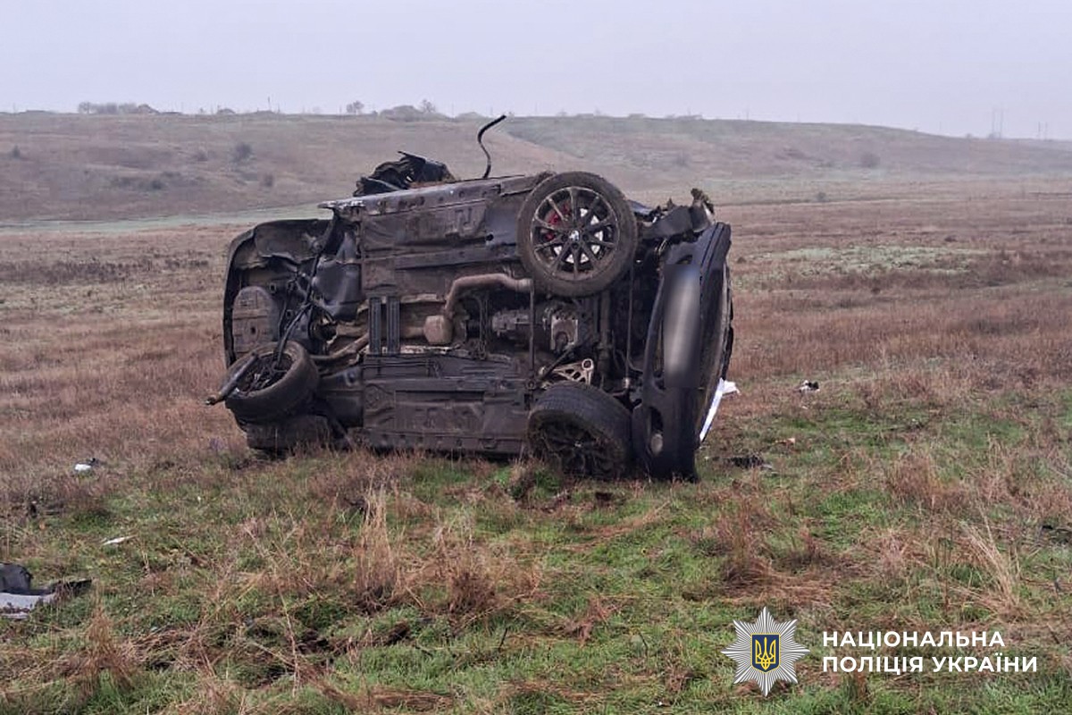 На Николаевщине легковушка вылетела с дороги и перевернулась