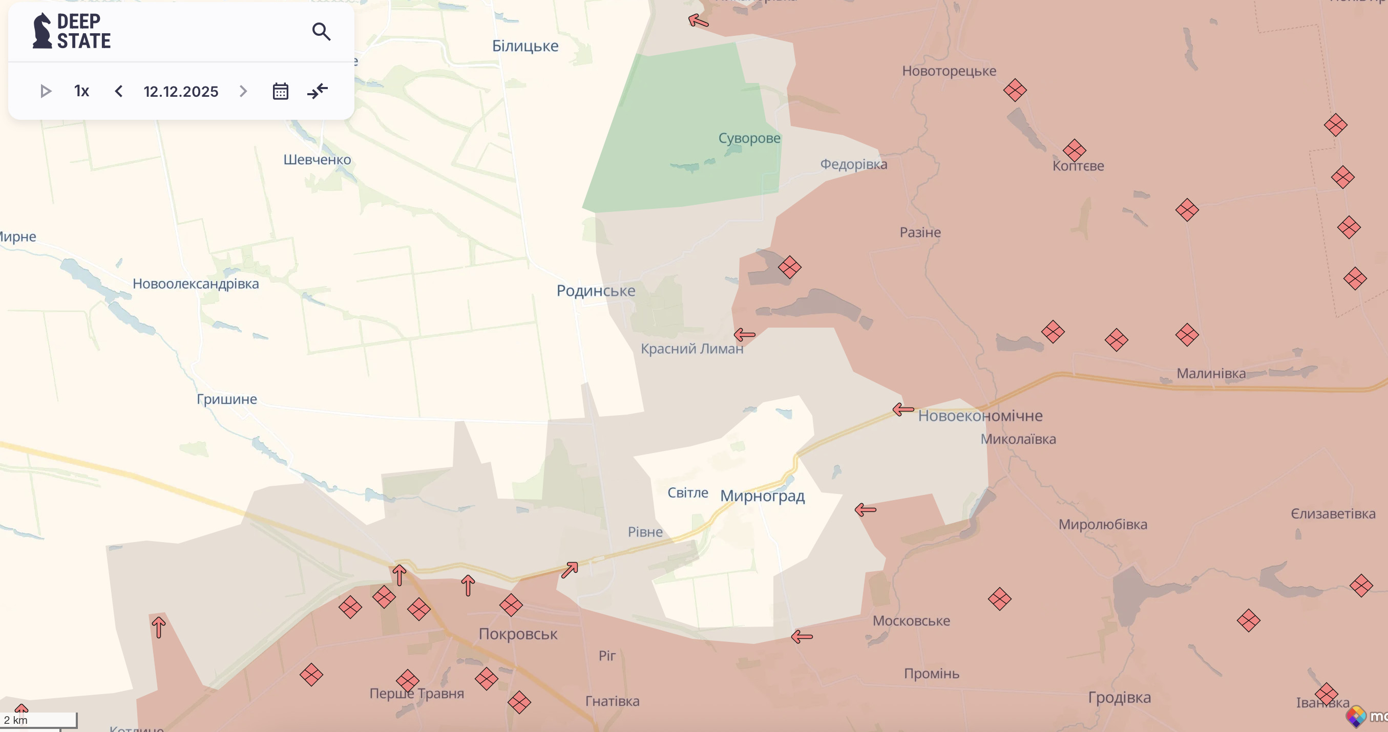 Росіяни просунулися біля Мирнограда
