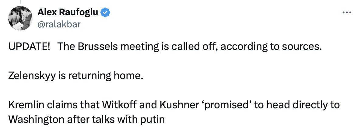 Зустріч Зеленського з Віткоффом та Кушнером скасована