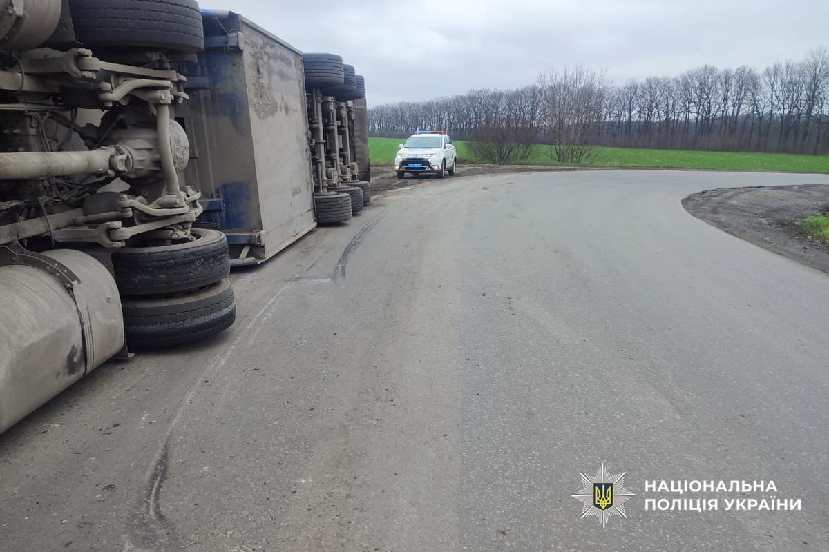В Черкасской области перевернулся грузовик со свиньями