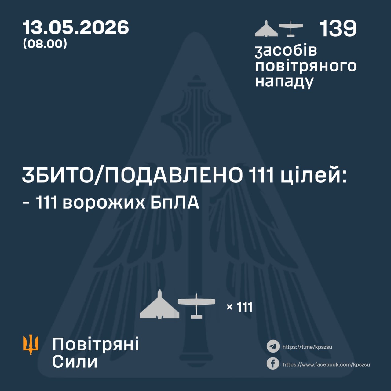 атака на Украину 13 мая 2026 года